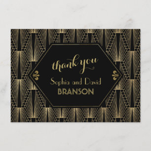 Roaring 20s Great Gatsby Art Deco THANK YOU Card