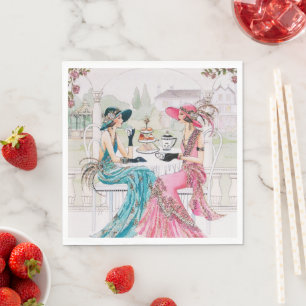 Roaring 20's Ladies Tea Party Art Deco Paper Napkin
