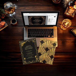 Roaring 20s Speakeasy Party Invitation Art Deco 