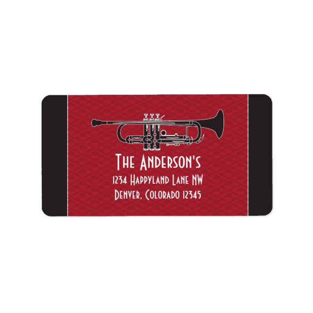 Roaring 20s Twenties Trumpet Wedding Address Label (Front)
