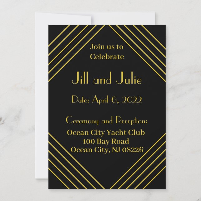 Roaring 20s Wedding Invitation (Front)