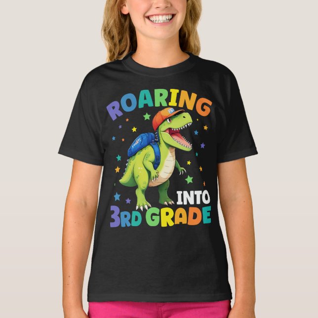 Roaring 3rd Grade Dinosaur T Rex Back To School  T-Shirt (Front)