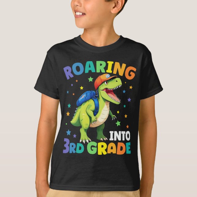 Roaring 3rd Grade Dinosaur T Rex Back To School  T-Shirt (Front)