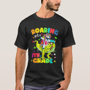 Roaring 5Th Grade Unicorn Riding Dinosaur Back To T-Shirt