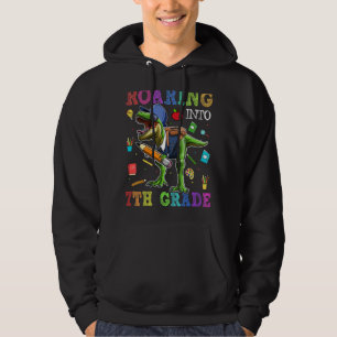 Roaring 7th Grade Dinosaur Rex Back To School Stud Hoodie