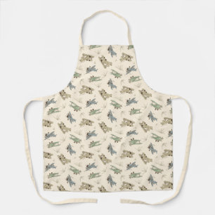 Roaring Art Deco Bi-planes - blue green pattern. Apron