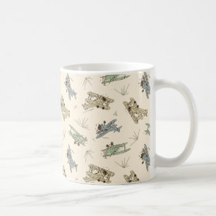 Roaring Art Deco Bi-planes - blue green pattern.   Coffee Mug
