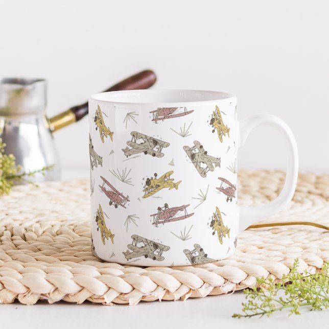 Roaring Art Deco Bi-planes - red yellow pattern.   Coffee Mug (Creator Uploaded)