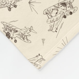 Roaring Art Deco Bi-planes - sketched pattern. Fleece Blanket