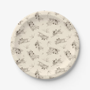Roaring Art Deco Bi-planes - sketched pattern. Paper Plate