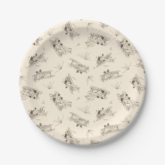 Roaring Art Deco Bi-planes - sketched pattern.   Paper Plate