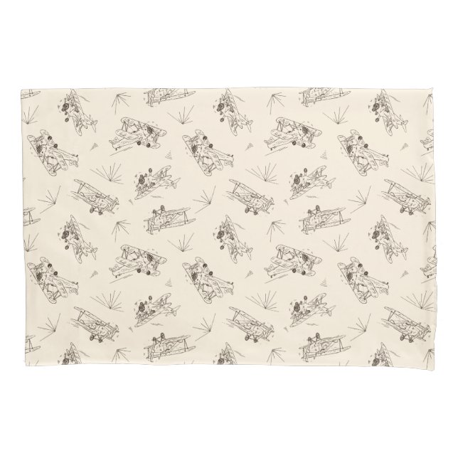 Roaring Art Deco Bi-planes - sketched pattern.   Pillowcase (Front)