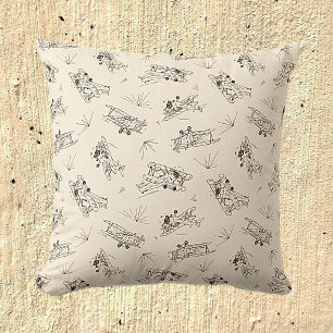 Roaring Art Deco Bi-planes - sketched pattern.   Throw Pillow