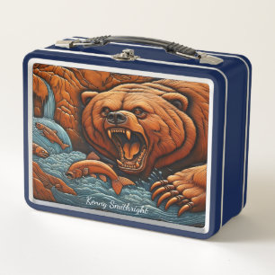 Roaring Bear Conquering Wild Rapids Metal Lunch Box