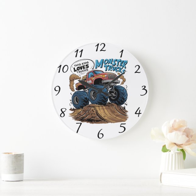 Roaring Beast Rampaging Through Earth Large Clock (Home)