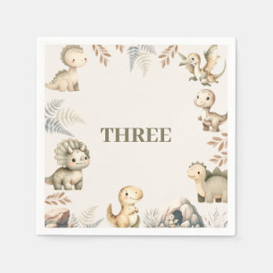 Roaring Boho Dinosaur Theme Birthday Napkin