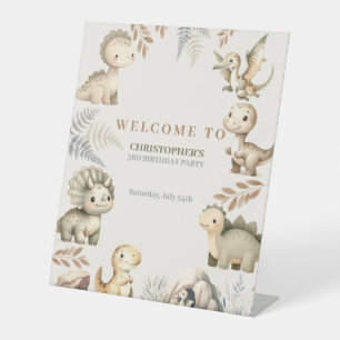 Roaring Boho Dinosaur Theme Birthday Pedestal Sign