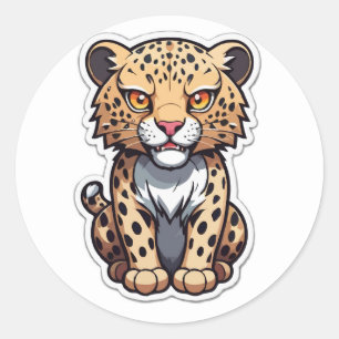 Roaring Cub Leopard  Classic Round Sticker