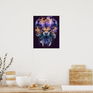 Roaring Demon Lion Poster