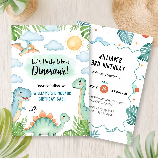 Roaring Dinosaur Birthday Invitation (Creator Uploaded)