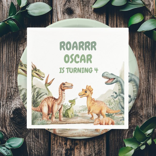 Roaring Dinosaur Birthday Party Napkin (Creator Uploaded)