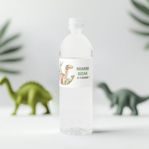 Roaring Dinosaur Birthday Party Water Bottle Label
