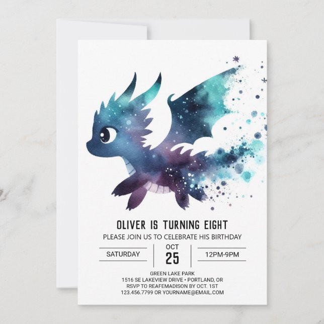 Roaring Dragon Birthday Custom Invitation (Front)