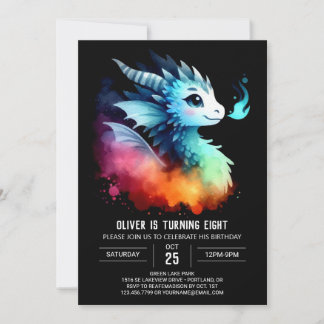 Roaring Dragon Birthday Customizable Invitation