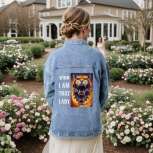 Roaring Fierce Fire Alien Tiger Wildlife Art Denim Jacket