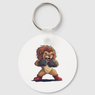 Roaring Fighter Look With This Lion In Boxing Glov Keychain