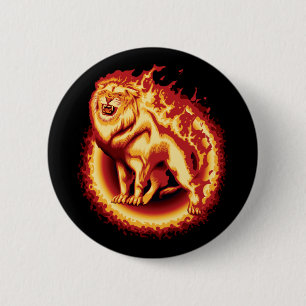 Roaring Fire Lion 2 Inch Round Button