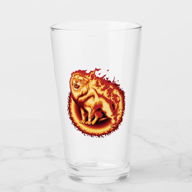 Roaring Fire Lion Glass (Front)