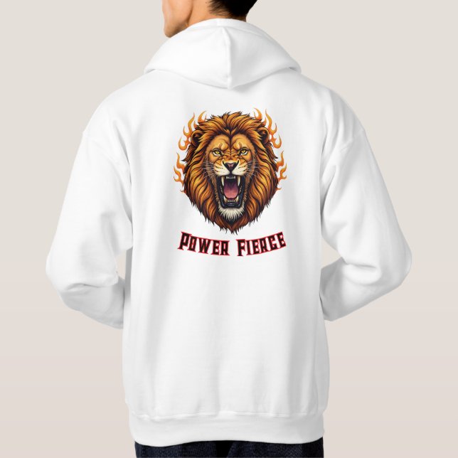 Roaring Fire Lion Head Mascot Hoodie (Back)