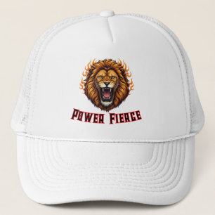 Roaring Fire Lion Head Mascot Trucker Hat