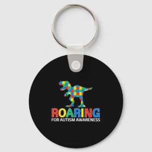 Roaring for autism awareness t rex dinosaur boys keychain