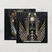 Roaring Gatsby Art Deco Bling Party Invitations