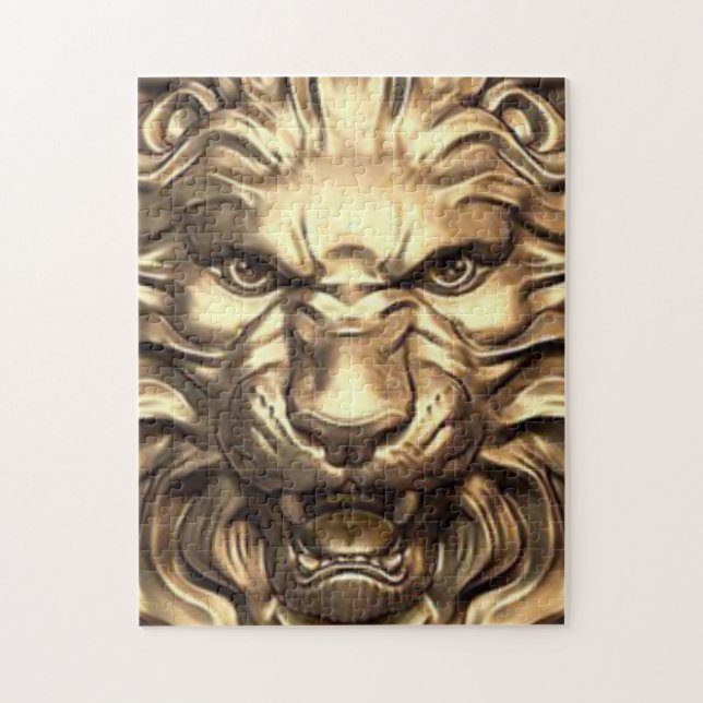 Roaring gold lion head jigsaw puzzle (Vertical)