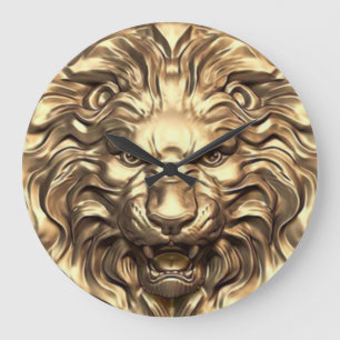 Roaring Gold Lion Head Wall Clock