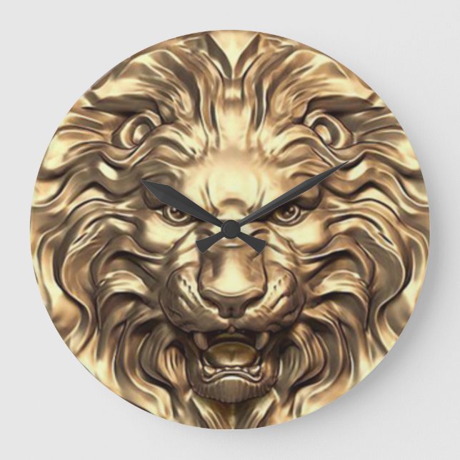 Roaring Gold Lion Head Wall Clock (Front)