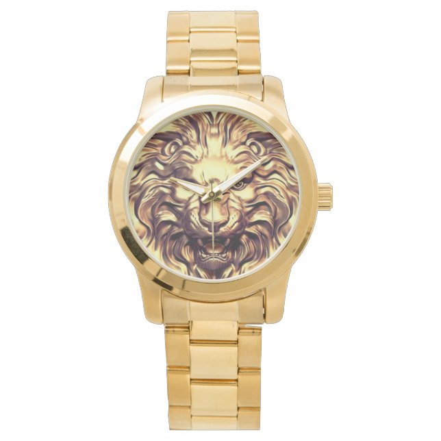 Roaring Gold Lion Head Watch (Front)