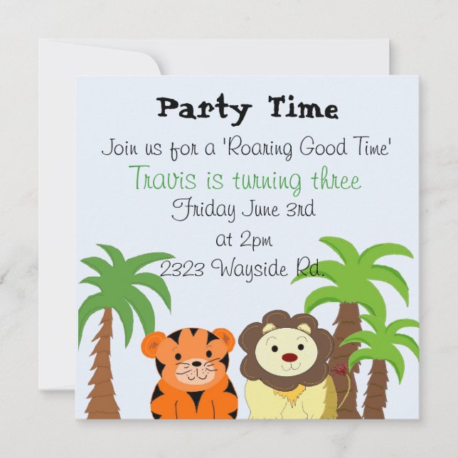 Roaring Good Time Party Invitation (Front)
