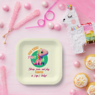 Roaring Good Times Dinosaur Any Age Birthday party Paper Plate