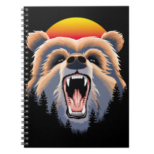 Roaring Grizzly Bear Face Notebook