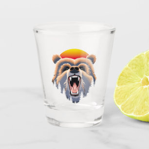 Roaring Grizzly Bear Face Shot Glass
