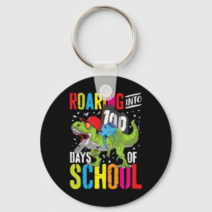 Roaring Into 100 Days Of School Fun T Rex Dinosaur Keychain