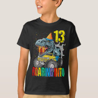 Roaring Into 13th Birthday Monster Truck Dinosaur