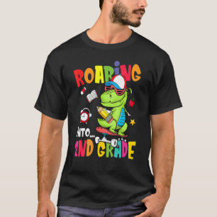 Roaring Into 2nd Grade Dinosaur Boys Kids Back To  T-Shirt
