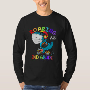 Roaring Into 2nd Second Grade Dinosaur Face Mask B T-Shirt