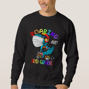 Roaring Into 3rd First Grade Dinosaur Face Mask Bo Sweatshirt