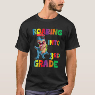 Roaring Into 3rd Grade Rex Dinosaur Funny Back To T-Shirt